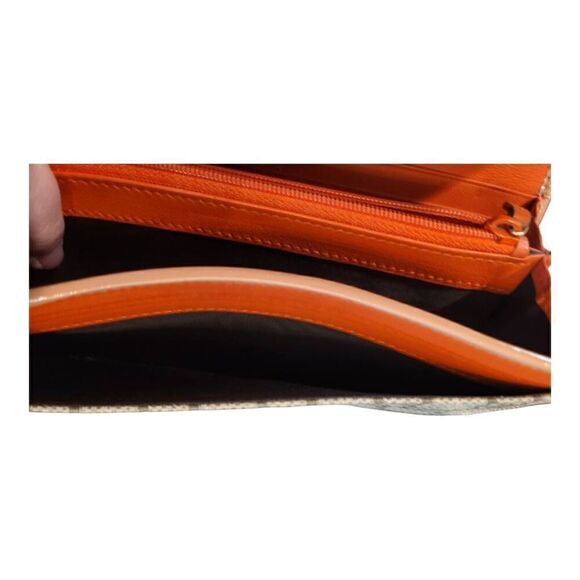 Gucci Coated Canvas Monogram Long Wallet with Pink Bow and Orange Interior EUC - Picture 10 of 12